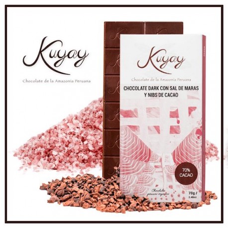 Dark Chocolate 70% with Maras Salt Kuyay 70g - EL INTI - The Peruvian Shop