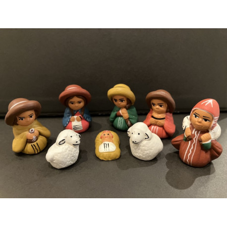 Ayacucho Ceramic Nativity Scene H3,5cm 8 Figurines